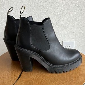 Doc Marten Hursten Black Chunky Heel Ankle Boots